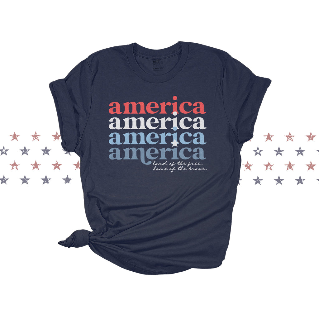 america retro font tank home of the brave land of the free patriotic cute summer tank top