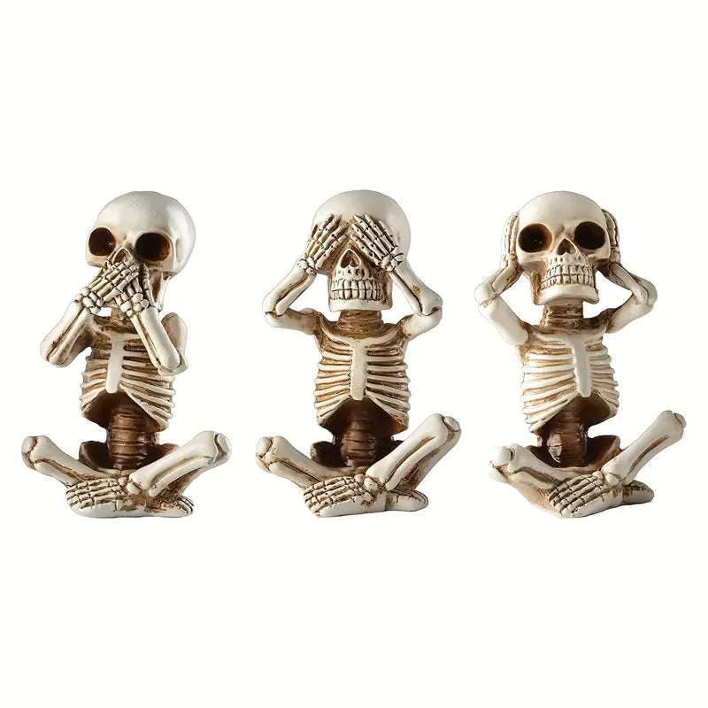 3pcs Skeletons Statue, Halloween Figurines Home Decorative Decor