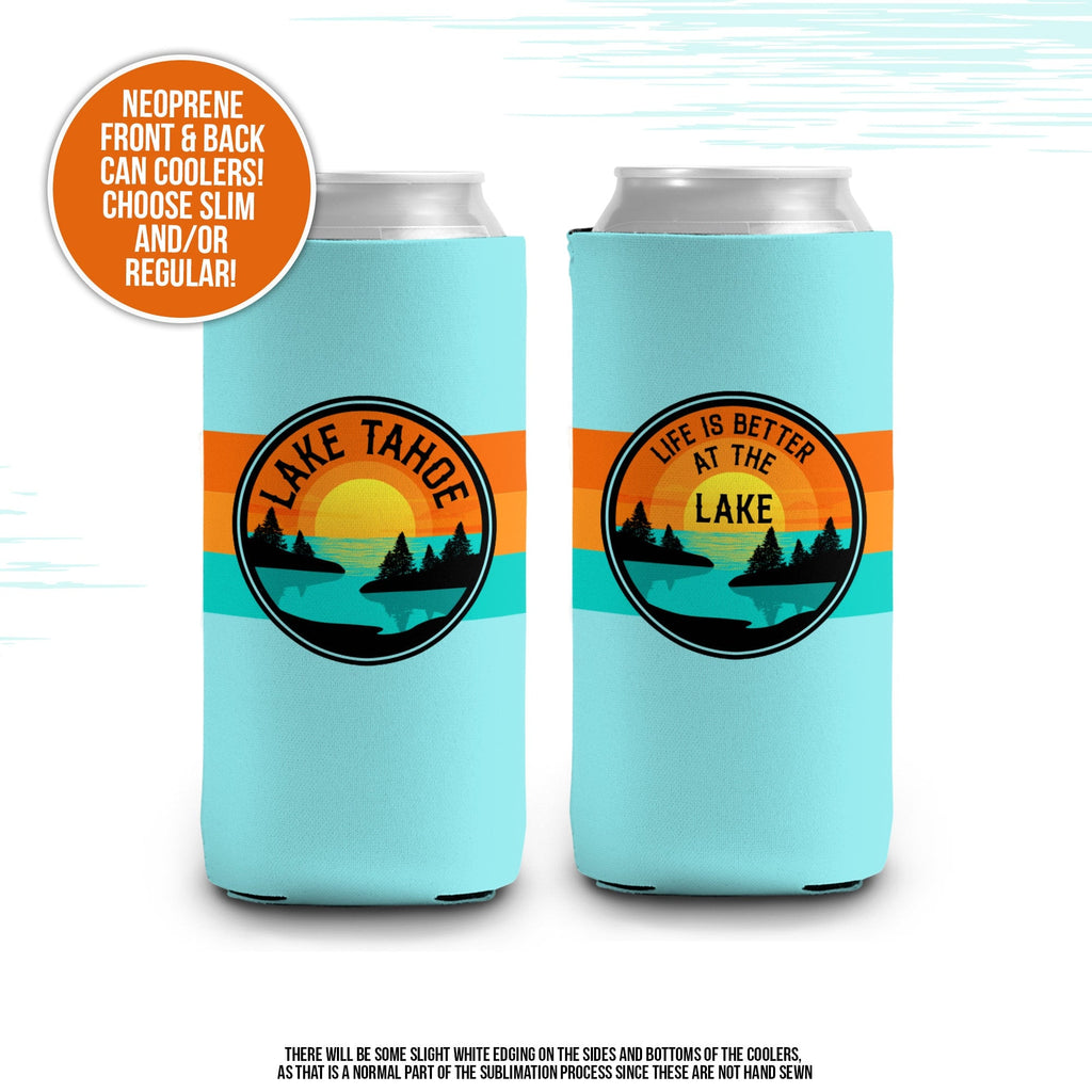 Vacation can coolies | life is better at the lake vacation can coolers | lake trip personalized slim or regular size can coolies MCC-170