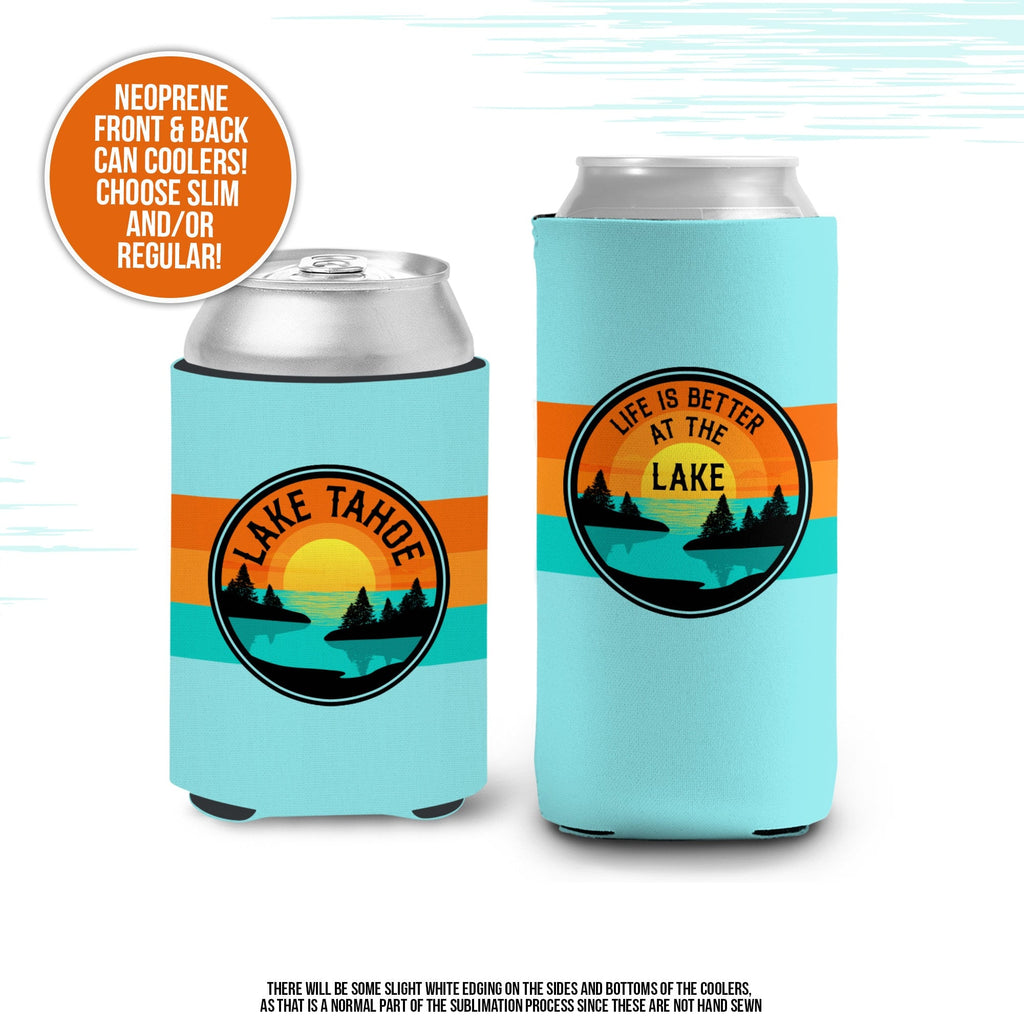 Vacation can coolies | life is better at the lake vacation can coolers | lake trip personalized slim or regular size can coolies MCC-170