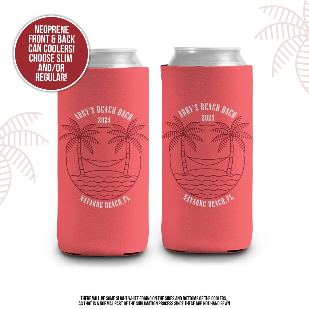 tropical beach party can coolers bachelorette beach party beach bach slim or regular can coolie party favors for beach parties  MCC-215